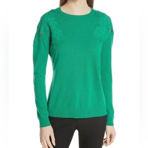 Ted Baker Yizelda Lace Shoulder Green Sweater